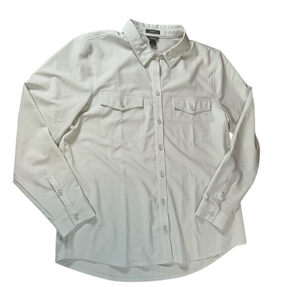 Eddie Bauer Long Sleeve NWOT Light Weight Button Down Blouse Light Mint Green Lg - Picture 8 of 14